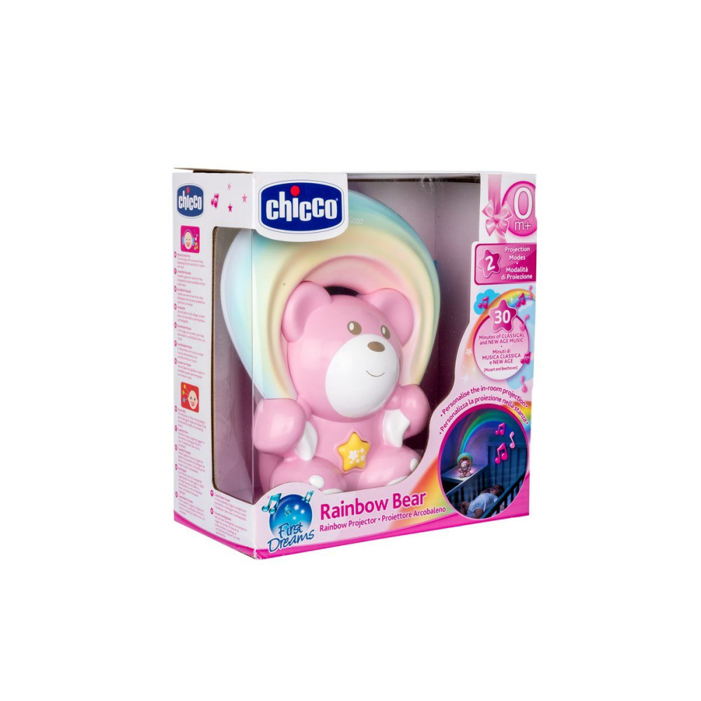 Chicco Βρεφικό Παιχνίδι Προτζέκτορας Ουράνιο Τόξο Αρκουδάκι Ροζ Για 0+ Μηνών (Y02-10474-10)