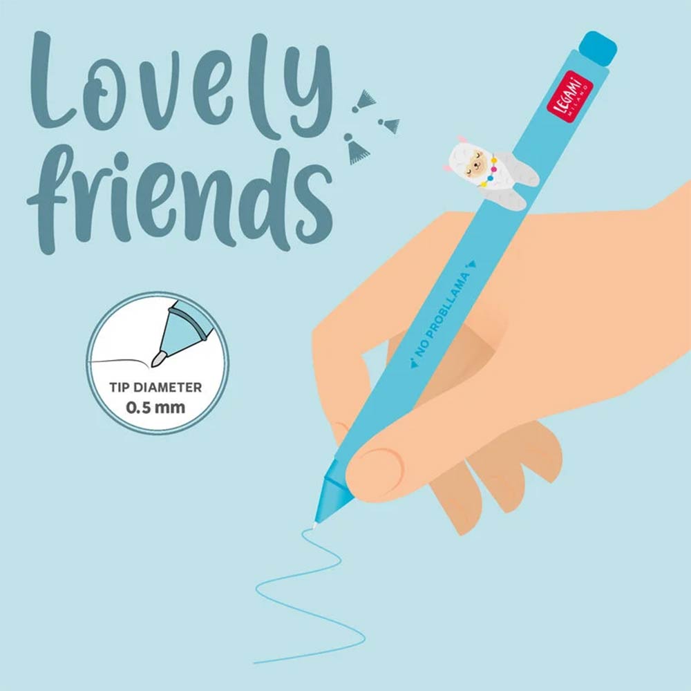 LEGAMI ΣΤΥΛΟ GEL ΓΑΛΑΖΙΟ ΜΕΛΑΝΙ ANIMAL DECORATION LOVELY FRIENDS ΛΑΜΑ (CPP0010)