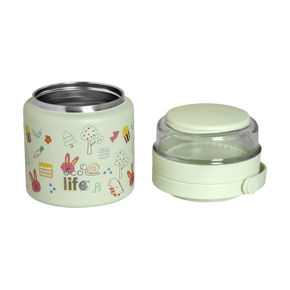 ECO LIFE THERMOS FOOD JAR 450ML - GREEN DOODLES (33-BO-9023)