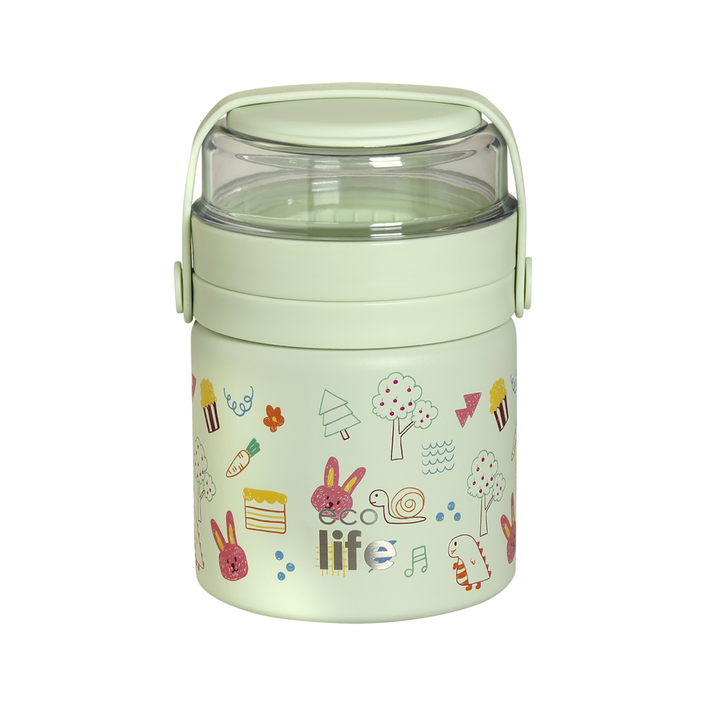 ECO LIFE THERMOS FOOD JAR 450ML - GREEN DOODLES (33-BO-9023)