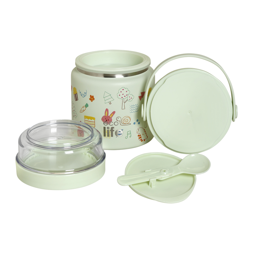 ECO LIFE THERMOS FOOD JAR 450ML - GREEN DOODLES (33-BO-9023)