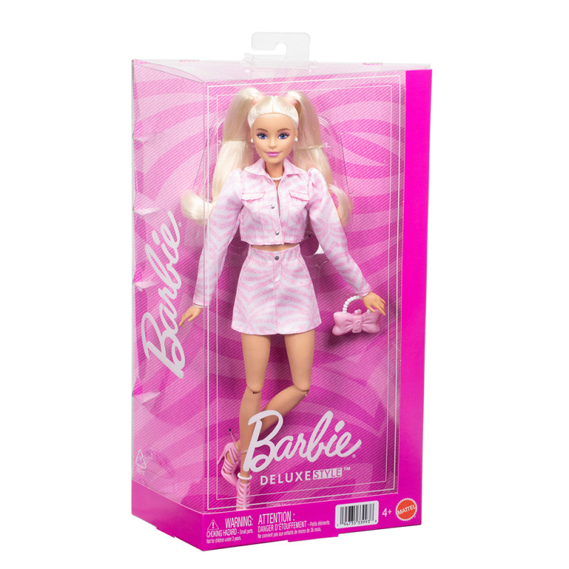 BARBIE DELUXE STYLE ΚΟΥΚΛΑ ΜΕ ΡΟΖ DENIM ΜΠΟΥΦΑΝ (JJN69)