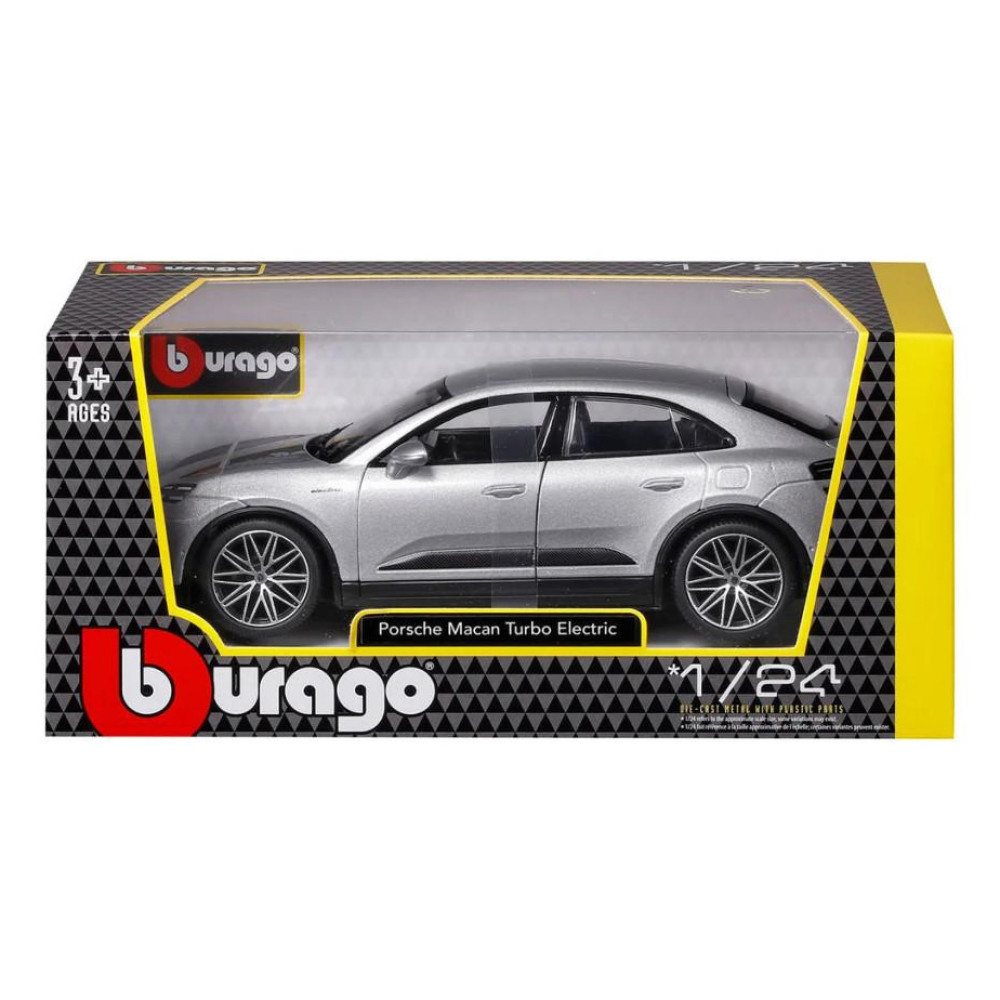 BURAGO 1:24 PORSCHE MACAN TURBO ELECTRIC SILVER (18/21114 SL)