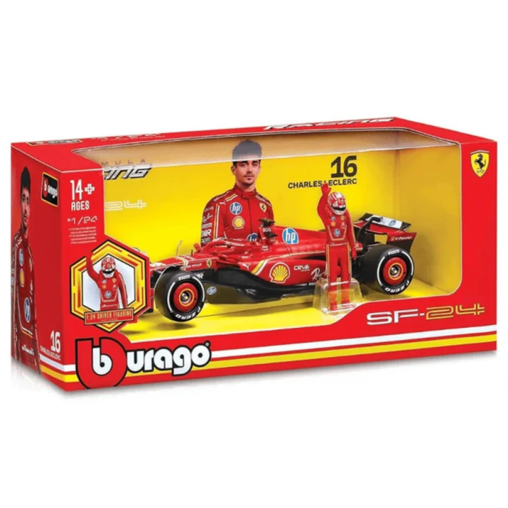 BURAGO 1:24 FERRARI F1 SF-24 WITH DRIVER FIGURE (18/26823)