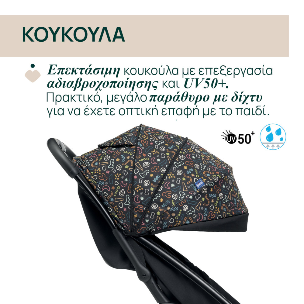 Chicco Καρότσι Μωρού Glee Playful Black για Παιδί έως 22kg