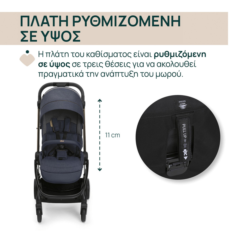 Chicco Καρότσι Μωρού One4Ever Lounge Denim Shine για Παιδί έως 22kg