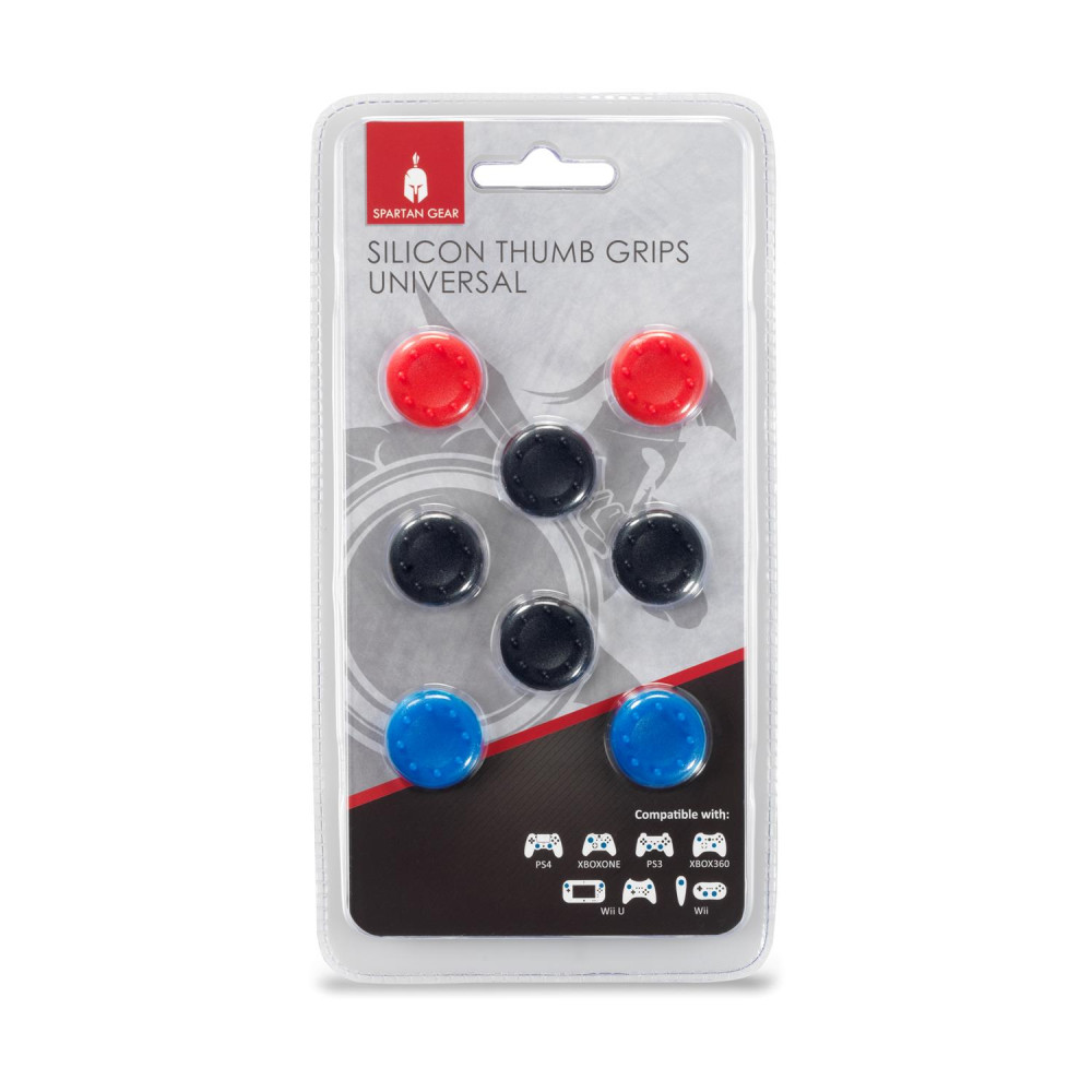 Spartan Gear - Silicon Thumb Grips Universal (8pcs - colour: 4pcs Black, 2pcs Red, 2pcs Blue)