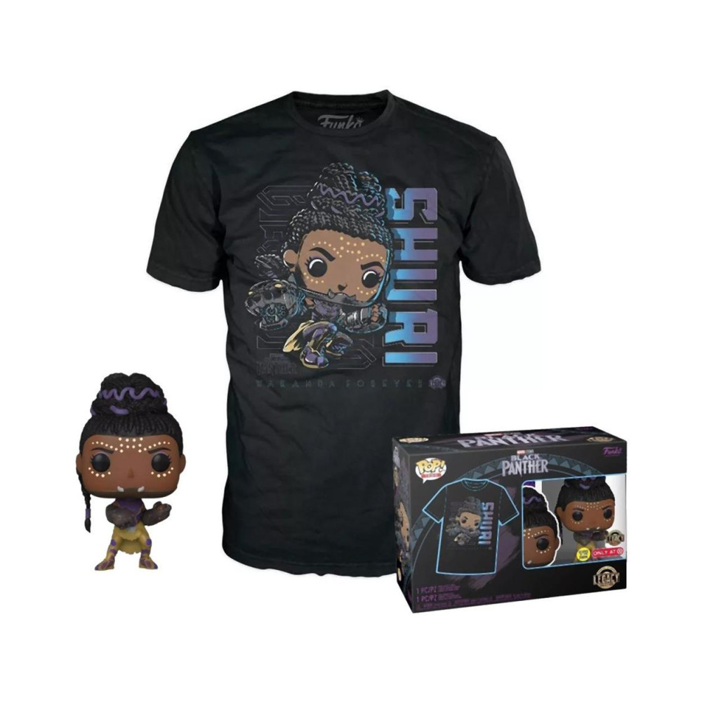 Funko Pop!  Tees (Adult): Marvel Black Panther - Shuri (Glows in the Dark) Bobble-Head Vinyl Figure  T-Shirt (M)
