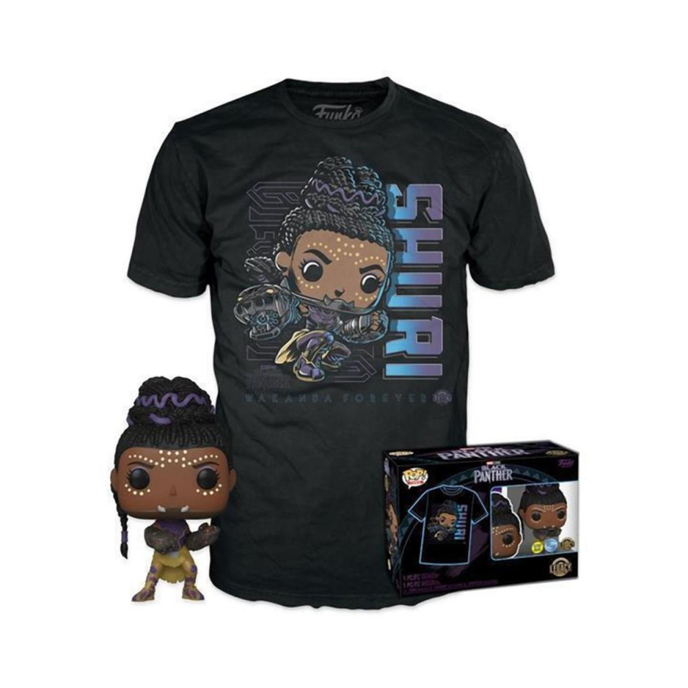Funko Pop!  Tees (Adult): Marvel Black Panther - Shuri (Glows in the Dark) Bobble-Head Vinyl Figure  T-Shirt (L)