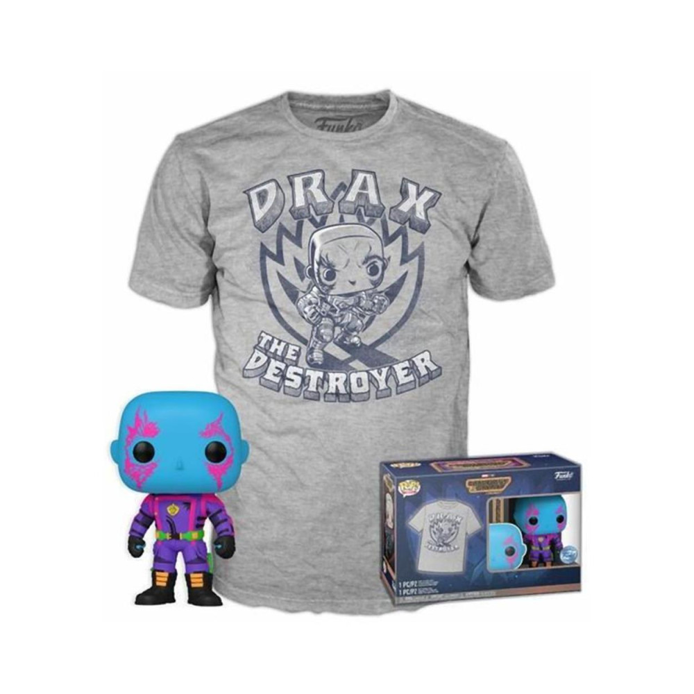 Funko Pop!  Tee (Adult): Marvel Guardians of the Galaxy - Drax (Blacklight) (Special Edition) Vinyl Figure and T-Shirt (S)