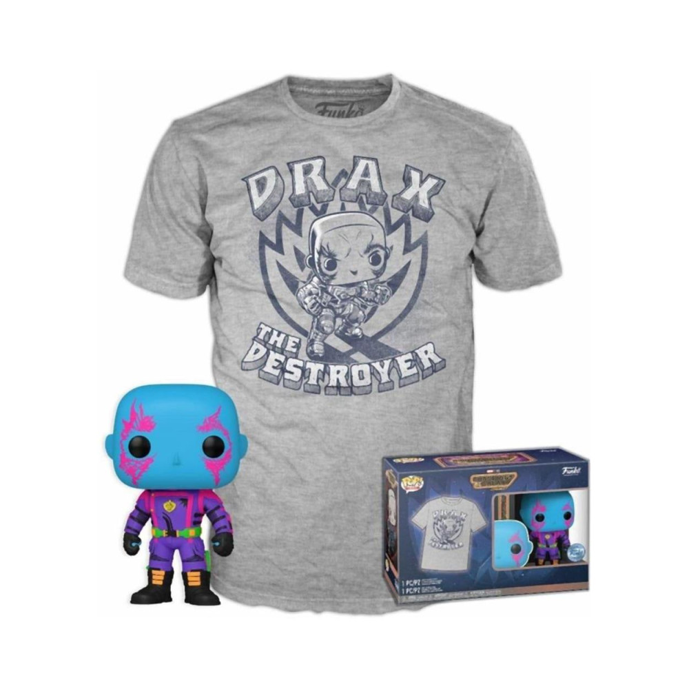 Funko Pop!  Tee (Adult): Marvel Guardians of the Galaxy Volume 3 - Drax (Blacklight) (Special Edition) Vinyl Figure and T-Shirt (XL)