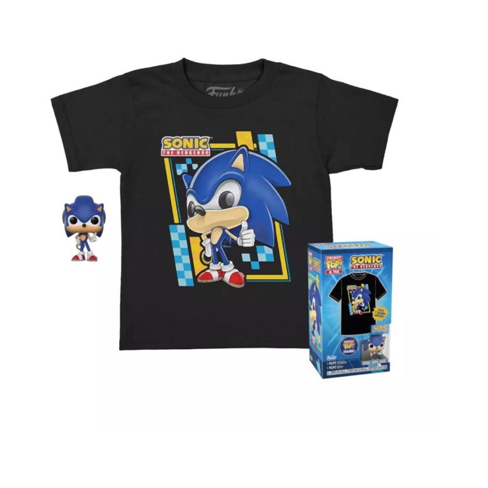 Funko Pocket Pop!  Tee (Child): Sonic (Flocked) Vinyl Figure and T Shirt (L)