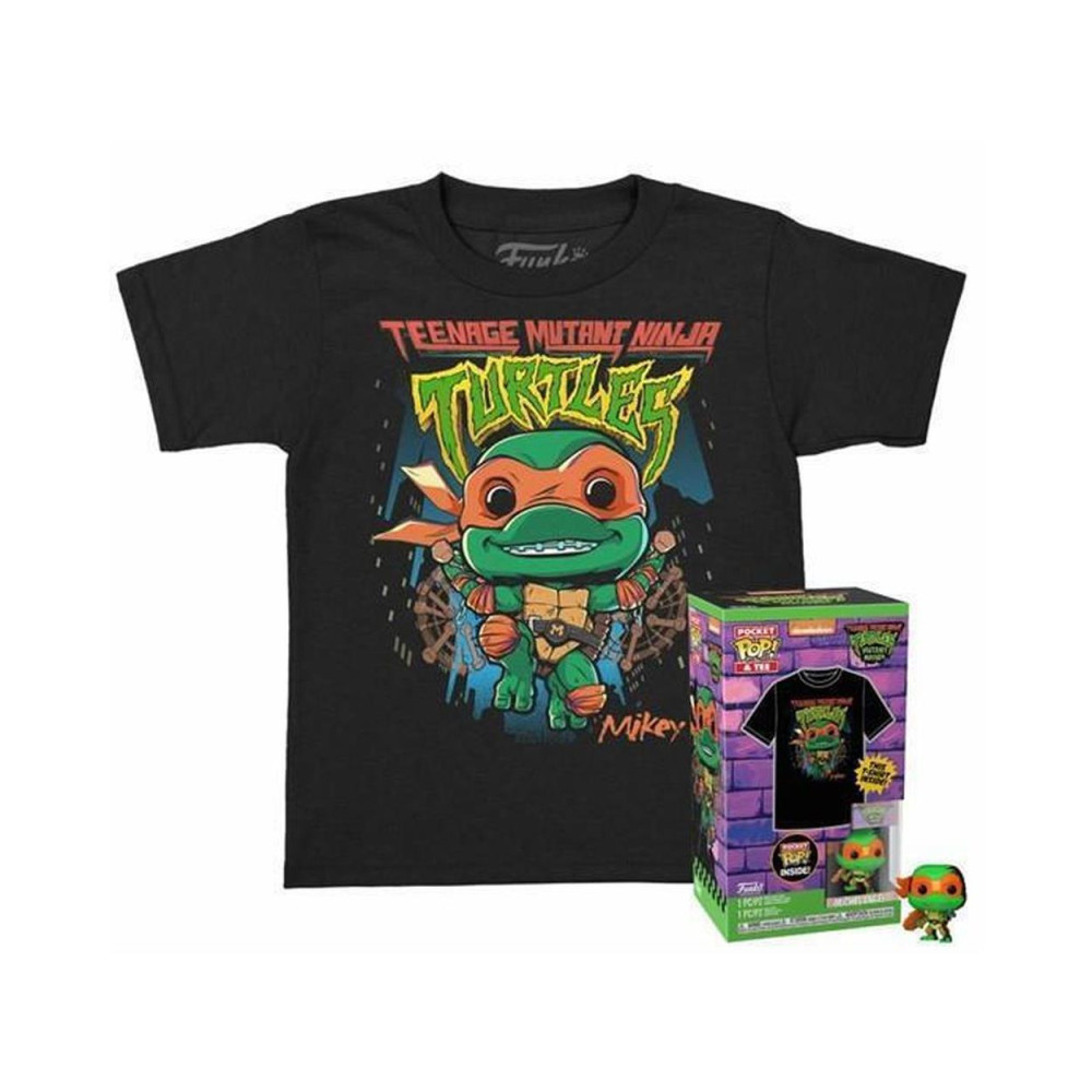Funko Pocket Pop!  Tee (Child): Teenage Mutant Ninja Turtles Mutant Mayhem - Michelangelo Vinyl Figure and T-Shirt (L)
