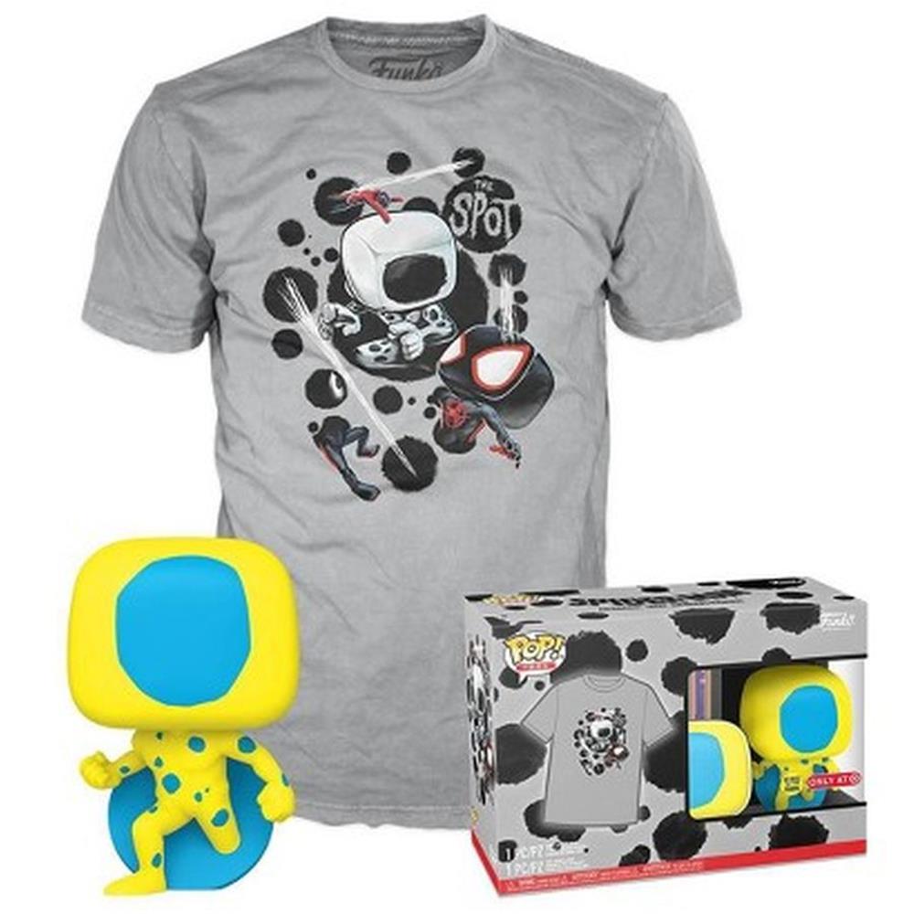 Funko Pop!  Tee (Adult) Marvel: Spider-Man Across the Spider-Verse - The Spot (Blacklight) (Special Edition) (Glows in the Dark) Bobble-Head Vinyl Figure and T-Shirt (XL)