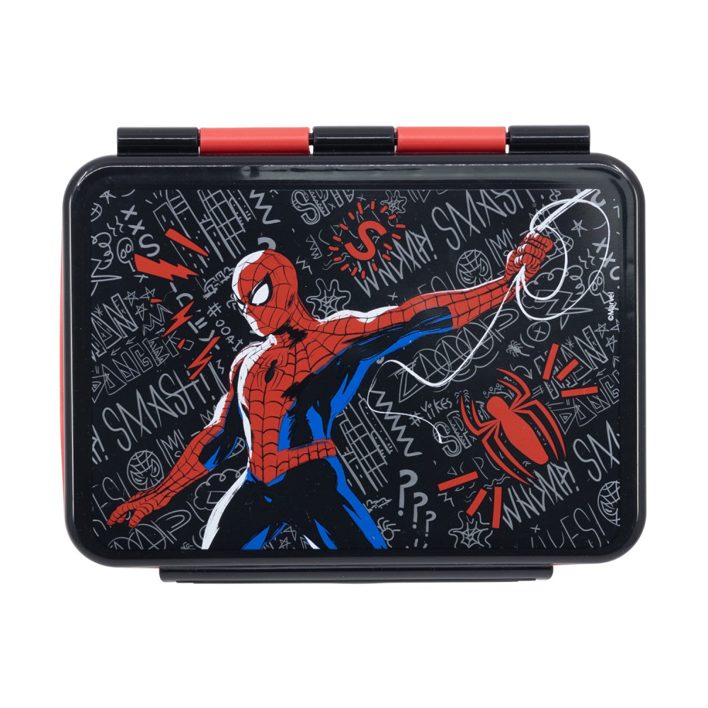 Stor Marvel: Spiderman Black Board -  Ss Clamp Rectangular Sandwich Box (1100ml) (74756)
