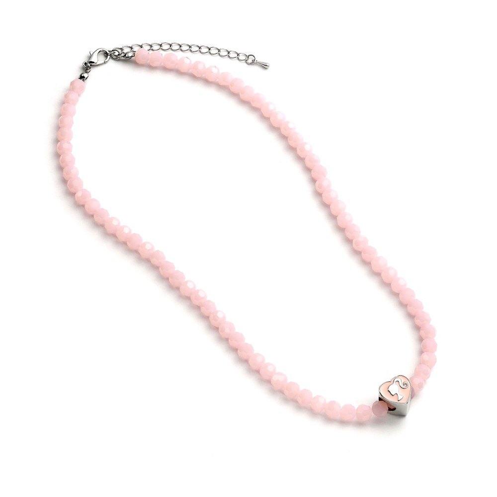 Carat Shop Barbie - Pink Bead Necklace with Heart Shaped Bead Charm (BMN00006)