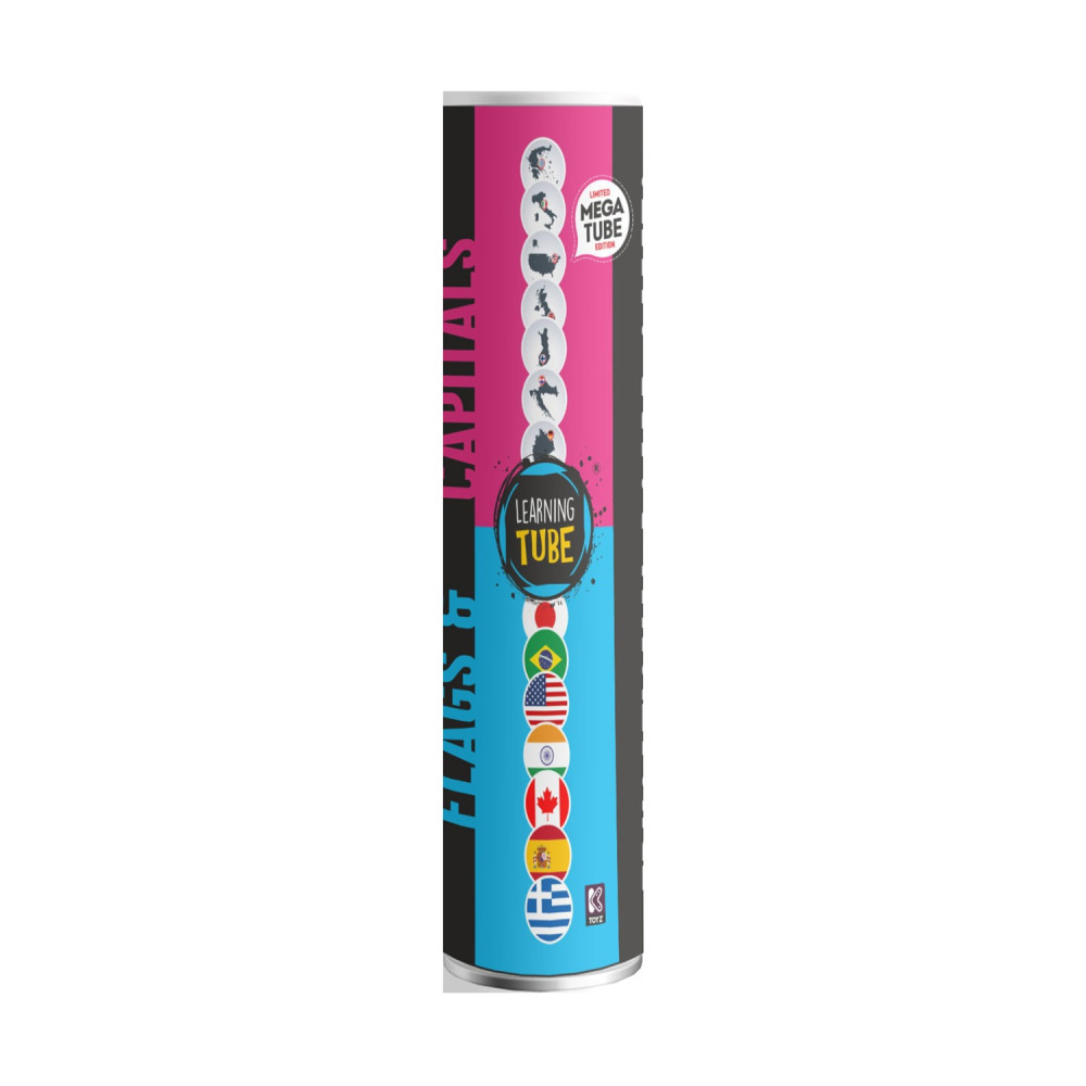 K-Toyz Learning Tubes: Mega Tube Flags &amp; Capitals 40cm (English Language) (LT-027)