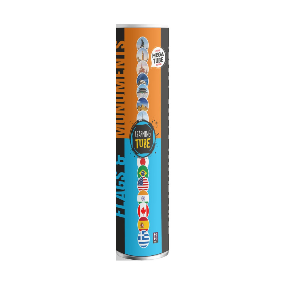 K-Toyz Learning Tubes: Mega Tube Flags &amp; Monuments 40cm (English Language) (LT-028)
