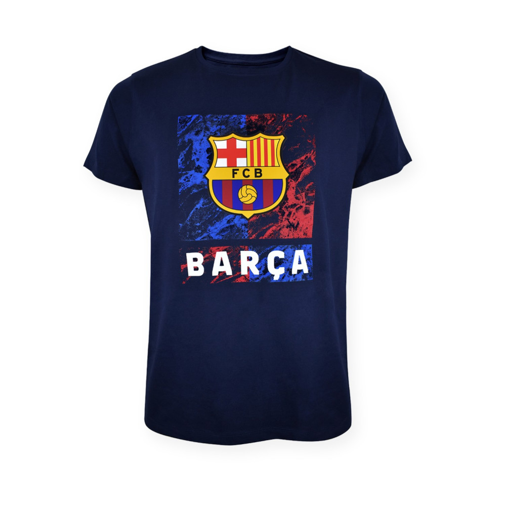 FC Barcelona Official T-Shirt – Navy 'Marble' Crest Print – Size M (5001CMARN)